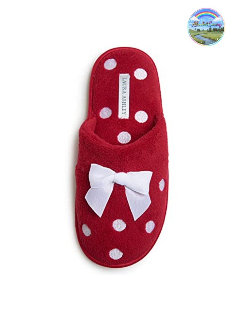 Laura Ashley Embroidered Soft Terry Plush Scuff Slippers